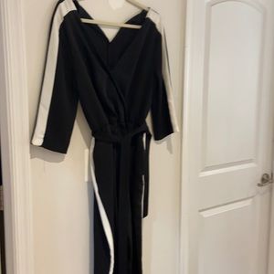 Zara black jump suit with white side stripe